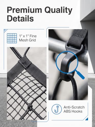 Motorcycle Cargo Net, 11" x 11.8" Small Elastic Storage Net, - Product Imagery