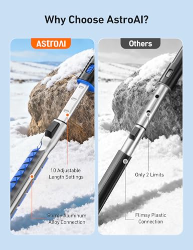 AstroAI 47" Extendable 3-in-1 Snow Brush & Ice Scrapers for Car - Product Imagery
