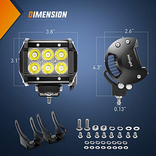 Nilight Led Pods 2Pcs 18W 1260LM Spot Off Road Lights Super - Product Imagery
