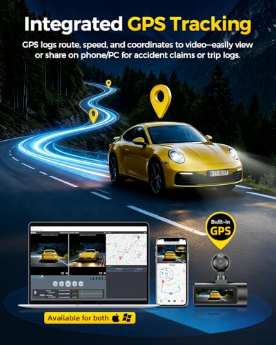 GKU 4K Dual Dash Cam Front and Rear Camera, STARVIS 2 Sensor - Product Imagery