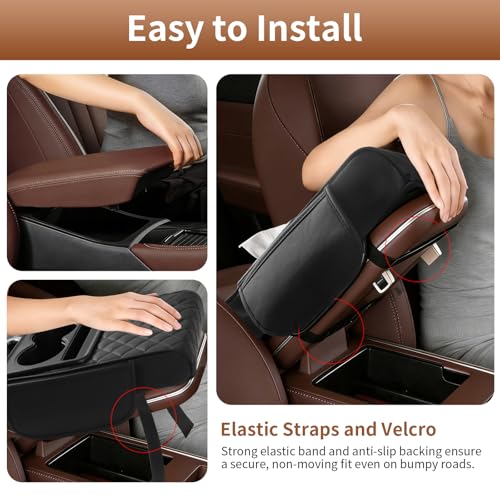 5-in-1 Universal Car Center Console Cover with Cup Holder, Black - Product Imagery