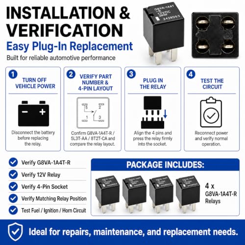 Relay G8VA-1A4T-R (Pack of 4), G8VA1A4TR 4 Pins 12V DC 20A SPST - Product Imagery