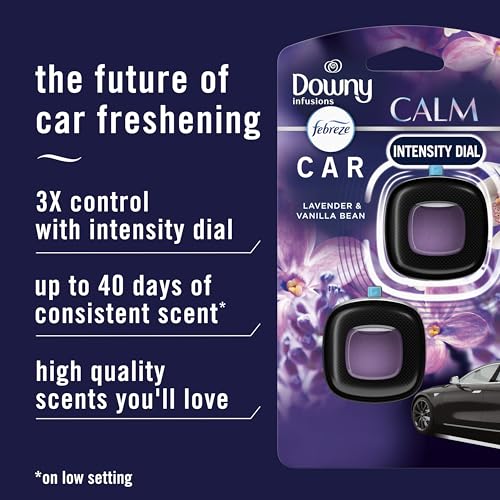 Febreze Car Vent Clip, Downy Calm Scent, 2 Count, 0.13 oz Total - Product Imagery