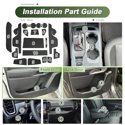 for Door Slot Mats for 2024-2026 Ford Ranger, Center Console - Product Imagery