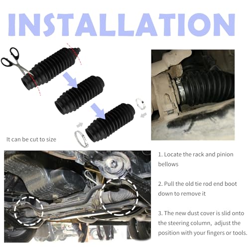 Tie Rod Boot Kit with Pinion Bellow Cable Ties and - Product Imagery
