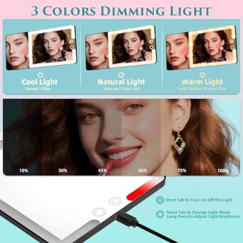 2pcs Car Sun Visor Vanity Mirror with Lights & 20X Magnification - Product Imagery