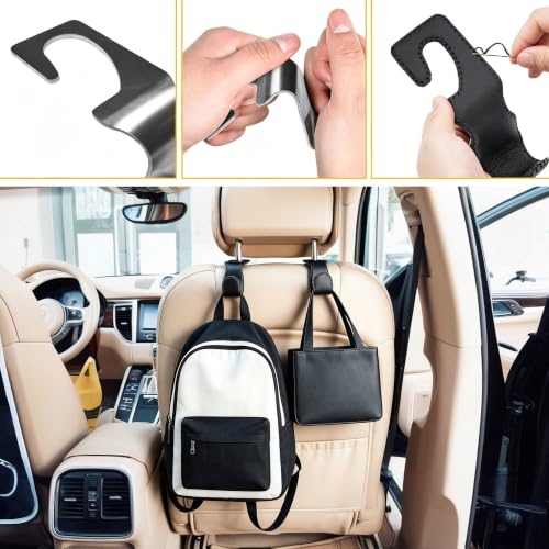 EldHus Headrest Hooks for Purses and Bags, 2 Pack Car Seat Hooks - Product Imagery