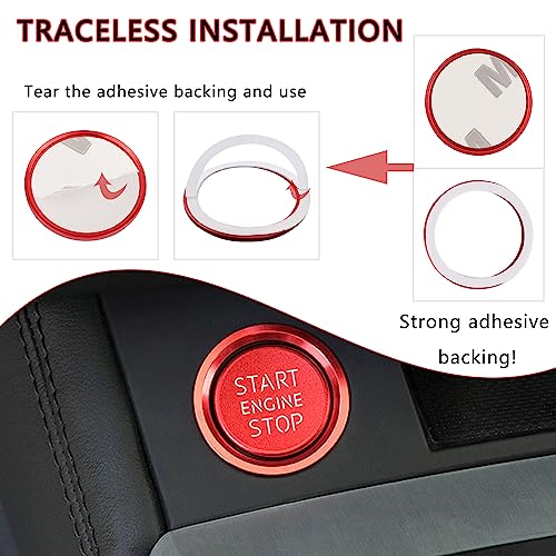 Car Push Start Button Cover Compatible with Audi,Cool Aluminum - Product Imagery