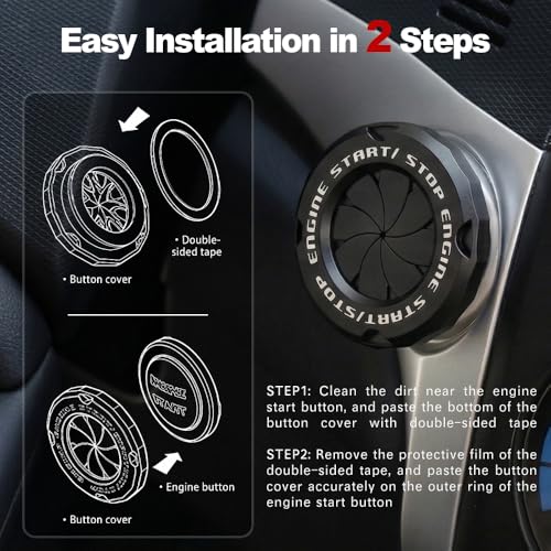 Rotary Push Start Button Cover, Car Engine Push to Start Stop - Product Imagery