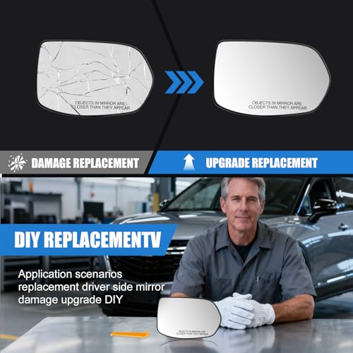Passenger Side Mirror Replacement Glass with Backing Plate for - Product Imagery