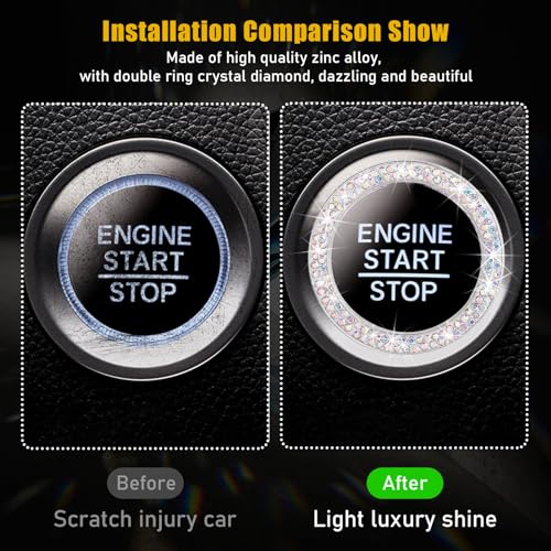 Kewucn Bling Crystal Double Rhinestone Car Engine Start - Product Imagery