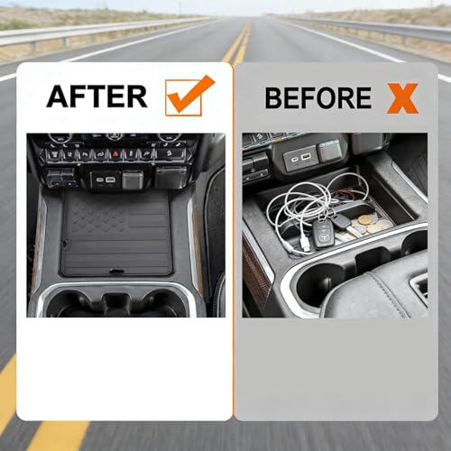 Center Console Compartment Cover American Flag Hidden Organizer - Product Imagery