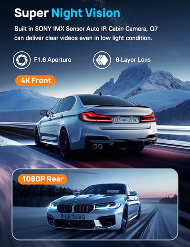 Navycrest 4K Dash Cam Front and Rear, Built-in 5G WiFi, Dash - Product Imagery