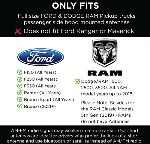 EcoAuto Short Antenna Ford Fits F150 F250 F350 Super Duty, - Product Imagery
