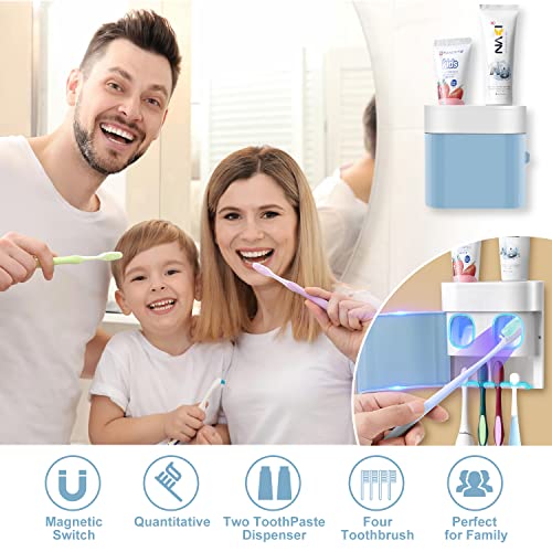 GFWARE Wall Toothbrush Holder and Toothpaste Dispenser with - Product Imagery