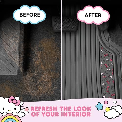 Hello Kitty Car Mats 4pc Floor Mats for Cars Trucks SUVs Kawaii - Product Imagery
