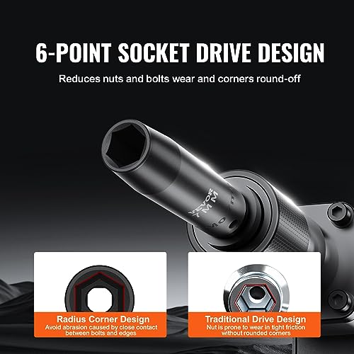 VEVOR 1/2" Drive Impact Socket Set 65 Piece, 3/8" to 1-1/4" and - Product Imagery