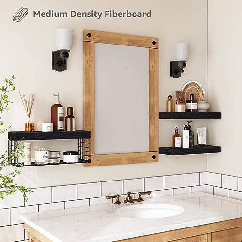 QEEIG Bathroom Shelves Over Toilet Wall Mounted (Black, Set of - Product Imagery