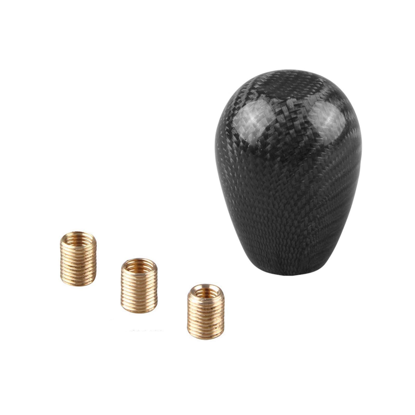 RYANSTAR Carbon Fiber Shift Knob with Adapters Oval Ball Black - Product Imagery