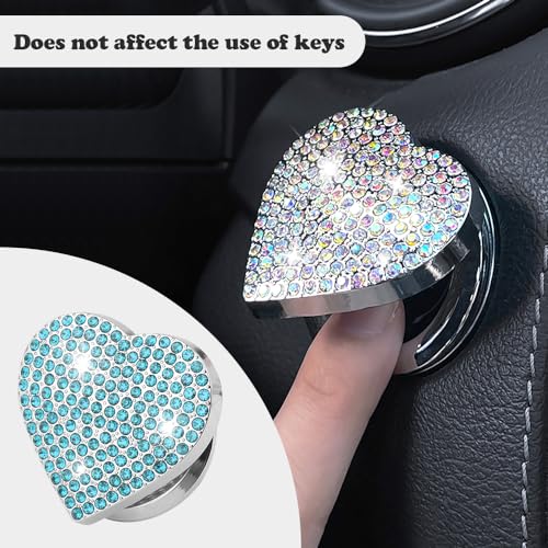 Bling Push Start Button Cover with Rhinestone,Heart Push to - Product Imagery