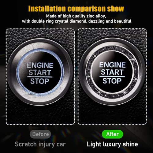 Kewucn Bling Crystal Double Rhinestone Car Engine Start - Product Imagery