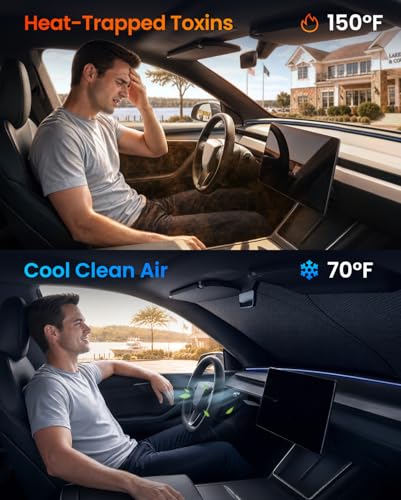 REEVAA Car Windshield Sun Shade for Ford F150/F250/F350/F450 - Product Imagery