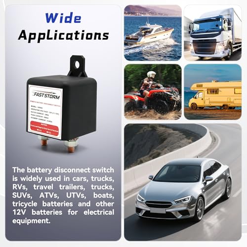 3/8" Side Post Remote Battery Disconnect Switch 12V Battery Kill - Product Imagery