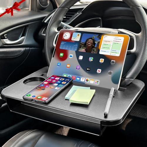 2-in-1 Steering Wheel Desk - Steering Wheel Tray Table with Seat - Product Imagery