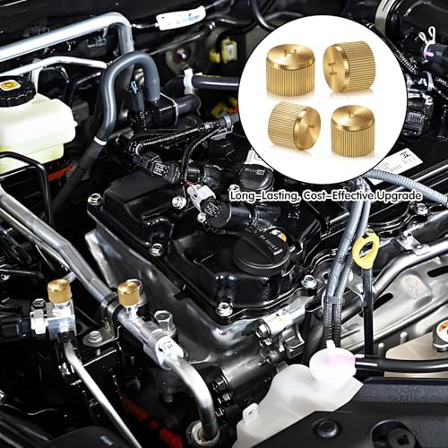 4Pcs AC Valve Caps Stem Car, Brass High & Low Pressure Service - Product Imagery