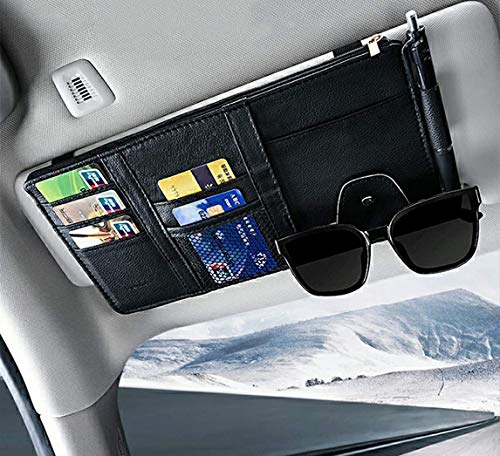 Black Car Sun Visor Organizer, Document Storage Pocket Interior - Product Imagery