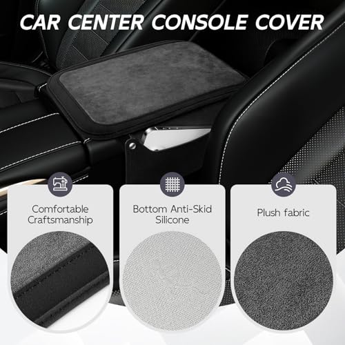 SINGARO Center Console Cover with 2 Side Pockets, Plush-Lined - Product Imagery