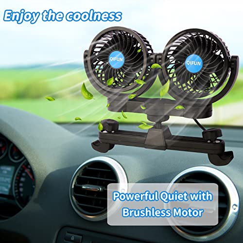QIFUN 12V Car Fan, Portable Car Fan Cool Gadgets for Rear Seat - Product Imagery