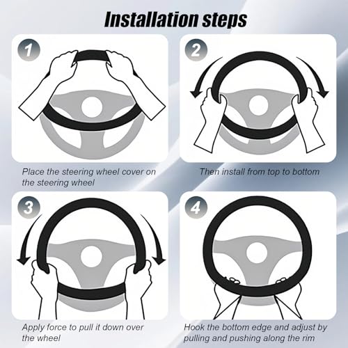 6 PCS Car Accessories Set, 14.5-15 Inch Car Steering Wheel - Product Imagery