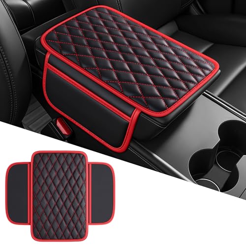 Leather Waterproof Car Armrest Console Pad For Sedans SUV,Black - Product Imagery