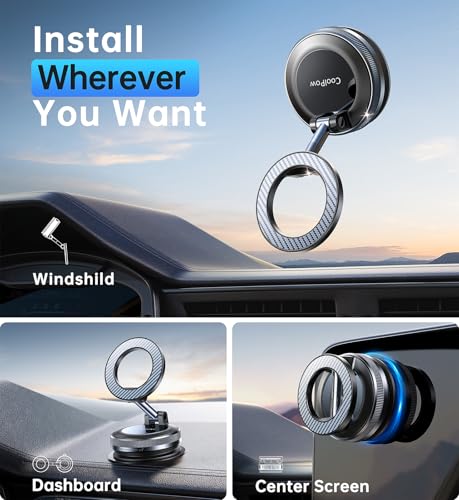 Coolpow【Newest Vacuum Magnetic Phone Holder for Car Phone Holder - Product Imagery