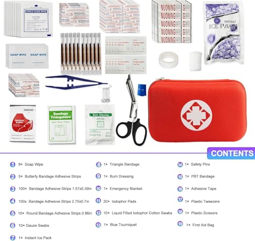 First Aid Kit 277PCS Car Home Camping Essentials Red Emergency - Product Imagery