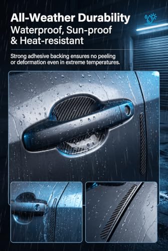 8 PCS Car Door Handle Scratch Protectors, Carbon Fiber Vehicle - Product Imagery