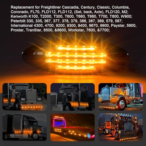 10Pcs 6-3/5 Inch Flatline Oval Amber 24LED Side Marker Clearance - Product Imagery