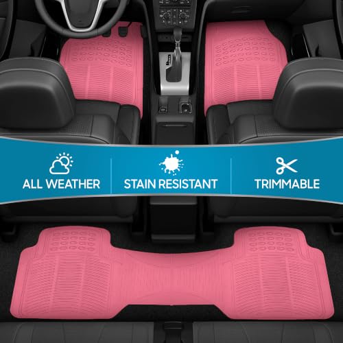 BDK ProLiner Pink Car Floor Mats for Cars Trucks SUV 3pc - Product Imagery