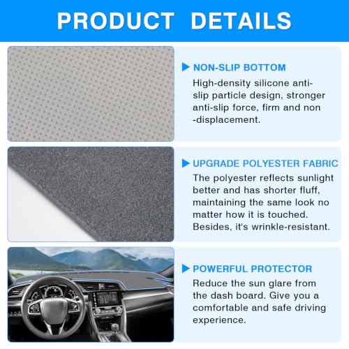 Autorder Gray Dashboard Cover Mat for Honda Civic 2016-2021 - Product Imagery