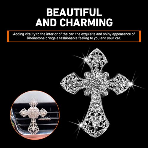 Bling Cross Car Air Vent Clip, Crystal Cross Rhinestone Vehicle - Product Imagery