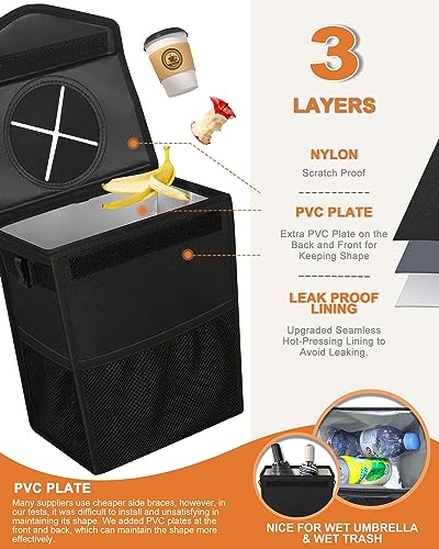 Pritent Car Trash Can with Lid Leakproof Car Garbage Bag Vehicle - Product Imagery