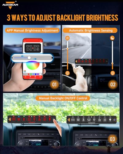 Auxbeam AS-800 Slim 8 Gang Switch Panel with Bluetooth APP - Product Imagery