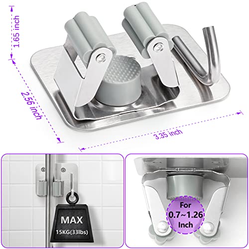 Broom Holder Wall Mount Screw Drilling, Sturdy Heavy Duty - Product Imagery