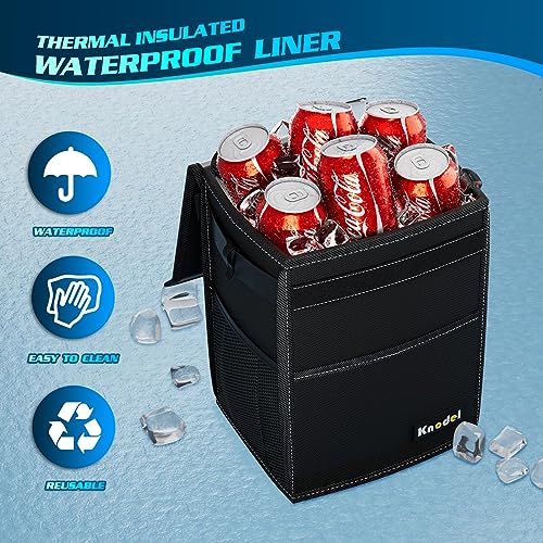 K KNODEL 2 Gallon Black Leak-Proof Waterproof Car Trash Can with - Product Imagery