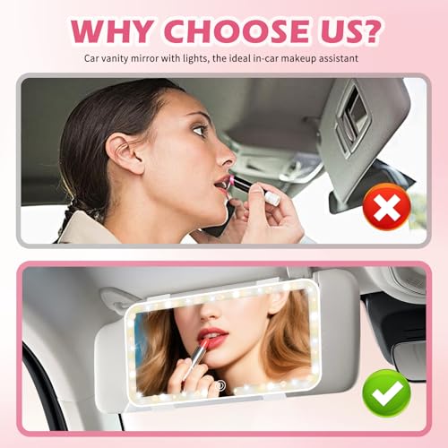 Rechargeable Car Vanity Mirror with Lights,50 LED Beads Car - Product Imagery