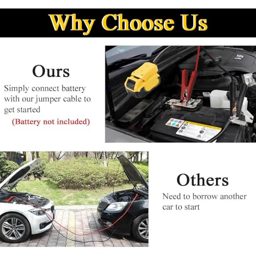 Jumper Cables for Car with Adapter Compatible with DE.WALT 20V - Product Imagery