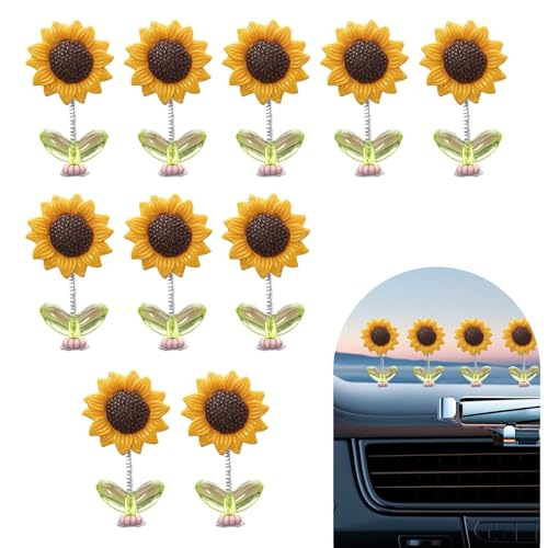 10 PCS Shaking Sunflower Ornaments, Cute Shaking Head Sunflower - Product Imagery