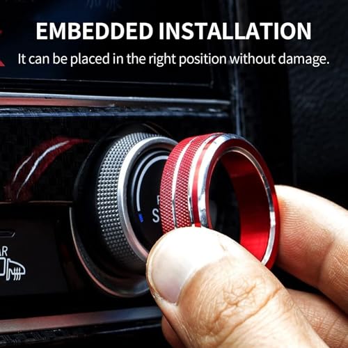 5-Pc Aluminum Knob Trim Kit for Honda Civic 2016-2021, Red - Product Imagery