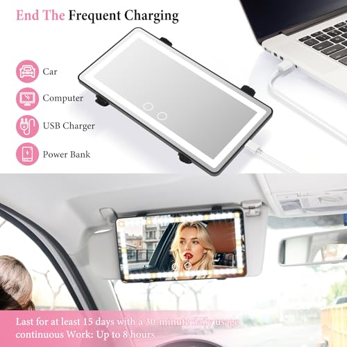 SINGARO Car Sun Visor Vanity Mirror - Rechargeable Makeup Mirror - Product Imagery
